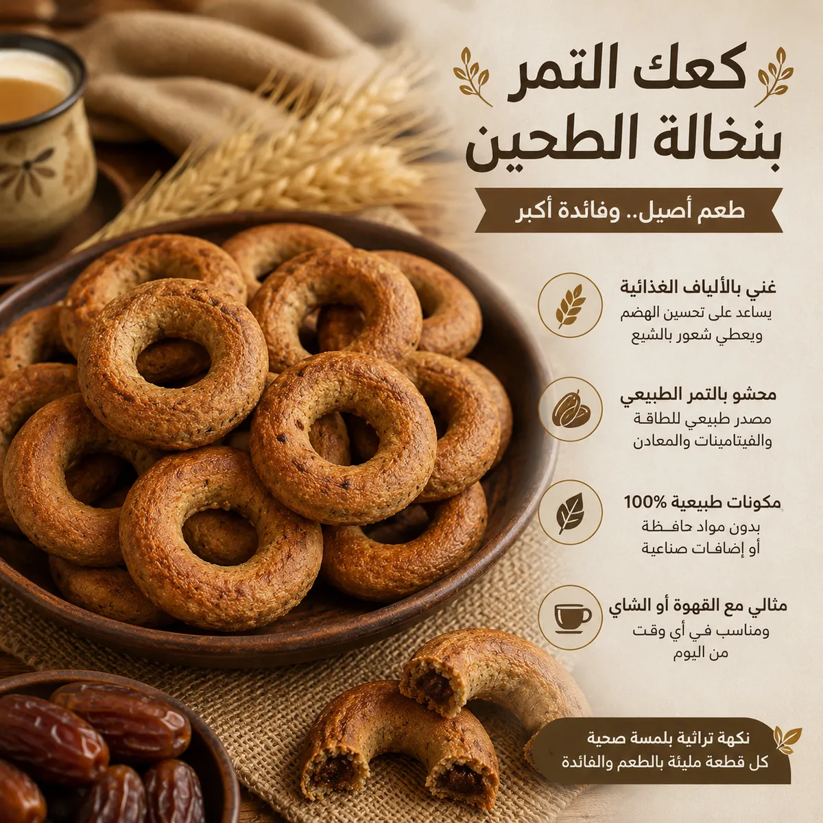 خصم على كعك التمر الصحي بطحين القمح